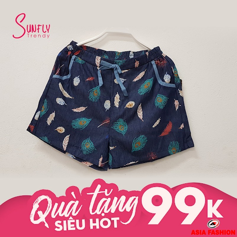 Quần short ngắn của thời trang Sunfly được làm bằng vải cotton hoặc kate