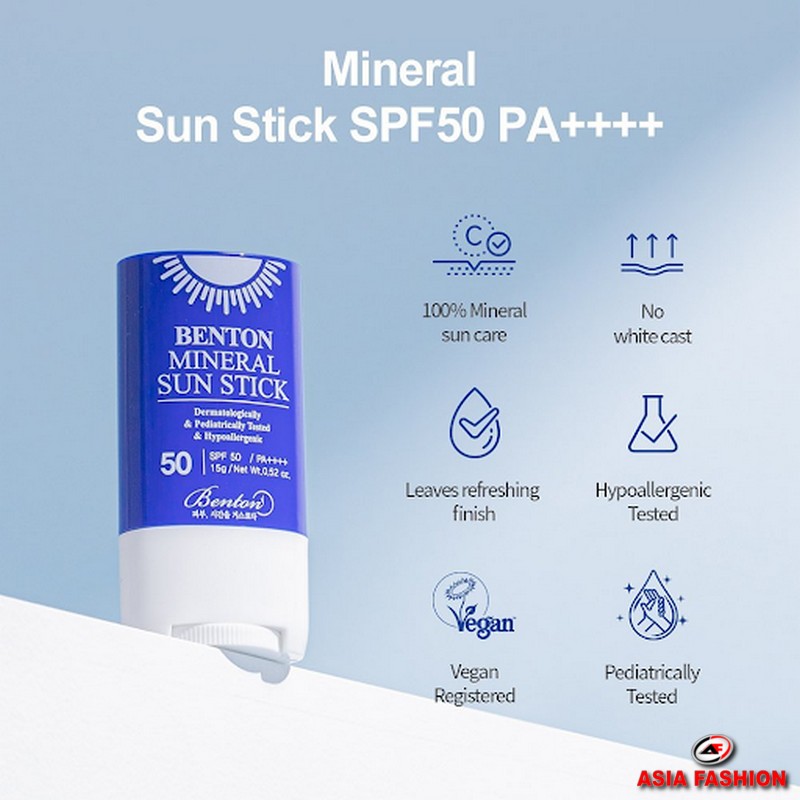 Sáp chống nắng Benton Mineral Sun Stick SPF50/PA++++ an toàn, lành tính, bảo vệ da vượt trội dưới ánh nắng mặt trời